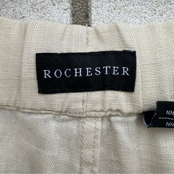 Rochester 100% Linen Pants XL Beige Drawstring Elastic Waist Relaxed Coastal - Picture 8 of 11